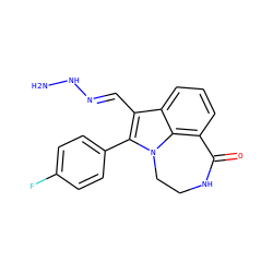NN/N=C/c1c(-c2ccc(F)cc2)n2c3c(cccc13)C(=O)NCC2 ZINC000028393954