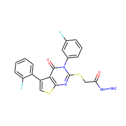 NNC(=O)CSc1nc2scc(-c3ccccc3F)c2c(=O)n1-c1cccc(F)c1 ZINC000028341928