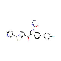 NNC(=O)n1cc(C(=O)c2ccn3c2CS[C@@H]3c2cccnc2)c2ccc(-c3ccc(F)cc3)cc21 ZINC000026742794