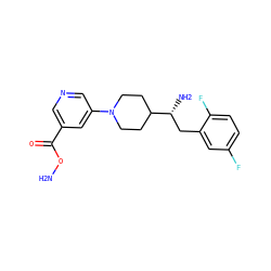 NOC(=O)c1cncc(N2CCC([C@H](N)Cc3cc(F)ccc3F)CC2)c1 ZINC000066074498