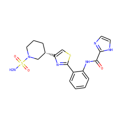 NS(=O)(=O)N1CCC[C@H](c2csc(-c3ccccc3NC(=O)c3ncc[nH]3)n2)C1 ZINC001772636936