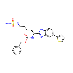 NS(=O)(=O)NCCCC[C@H](NC(=O)OCc1ccccc1)c1nc2cc(-c3cccs3)ccc2[nH]1 ZINC000040956064