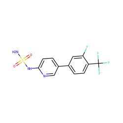 NS(=O)(=O)Nc1ccc(-c2ccc(C(F)(F)F)c(F)c2)cn1 ZINC000040892336