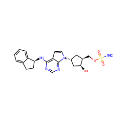 NS(=O)(=O)OC[C@@H]1C[C@@H](n2ccc3c(N[C@H]4CCc5ccccc54)ncnc32)C[C@@H]1O ZINC000058660702
