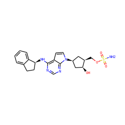 NS(=O)(=O)OC[C@@H]1C[C@H](n2ccc3c(N[C@H]4CCc5ccccc54)ncnc32)C[C@@H]1O ZINC000095616587
