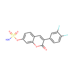 NS(=O)(=O)Oc1ccc2cc(-c3ccc(F)c(F)c3)c(=O)oc2c1 ZINC001772647374