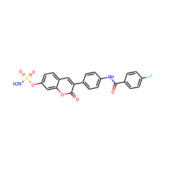NS(=O)(=O)Oc1ccc2cc(-c3ccc(NC(=O)c4ccc(F)cc4)cc3)c(=O)oc2c1 ZINC001772626868