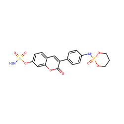 NS(=O)(=O)Oc1ccc2cc(-c3ccc(NP4(=O)OCCCO4)cc3)c(=O)oc2c1 ZINC000653909214
