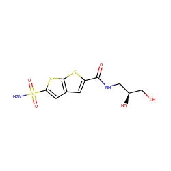 NS(=O)(=O)c1cc2cc(C(=O)NC[C@H](O)CO)sc2s1 ZINC000001894444