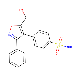 NS(=O)(=O)c1ccc(-c2c(-c3ccccc3)noc2CO)cc1 ZINC000000021455