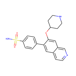 NS(=O)(=O)c1ccc(-c2cc3ccncc3cc2OC2CCNCC2)cc1 ZINC000040939712