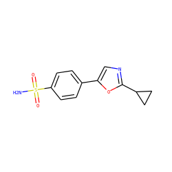 NS(=O)(=O)c1ccc(-c2cnc(C3CC3)o2)cc1 ZINC000473130900