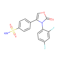 NS(=O)(=O)c1ccc(-c2coc(=O)n2-c2ccc(F)cc2F)cc1 ZINC000001487302