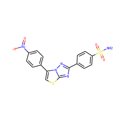 NS(=O)(=O)c1ccc(-c2nc3scc(-c4ccc([N+](=O)[O-])cc4)n3n2)cc1 ZINC001772621173
