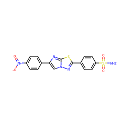 NS(=O)(=O)c1ccc(-c2nn3cc(-c4ccc([N+](=O)[O-])cc4)nc3s2)cc1 ZINC001772621539