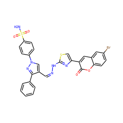NS(=O)(=O)c1ccc(-n2cc(/C=N\Nc3nc(-c4cc5cc(Br)ccc5oc4=O)cs3)c(-c3ccccc3)n2)cc1 ZINC000653861823