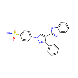 NS(=O)(=O)c1ccc(-n2cc(-c3nc4ccccc4[nH]3)c(-c3ccccc3)n2)cc1 ZINC000653825881