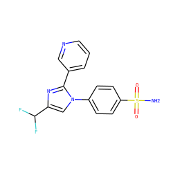 NS(=O)(=O)c1ccc(-n2cc(C(F)F)nc2-c2cccnc2)cc1 ZINC000013812856