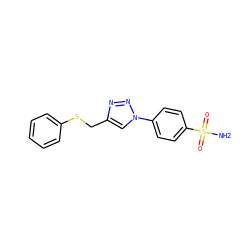 NS(=O)(=O)c1ccc(-n2cc(CSc3ccccc3)nn2)cc1 ZINC001772644159