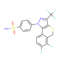 NS(=O)(=O)c1ccc(-n2nc(C(F)(F)F)c3c2-c2ccc(F)c(F)c2CS3)cc1 ZINC000028520741