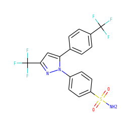 NS(=O)(=O)c1ccc(-n2nc(C(F)(F)F)cc2-c2ccc(C(F)(F)F)cc2)cc1 ZINC000013761813