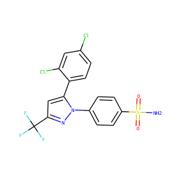 NS(=O)(=O)c1ccc(-n2nc(C(F)(F)F)cc2-c2ccc(Cl)cc2Cl)cc1 ZINC000003814690