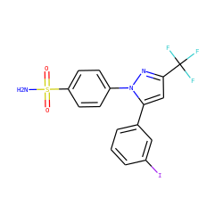 NS(=O)(=O)c1ccc(-n2nc(C(F)(F)F)cc2-c2cccc(I)c2)cc1 ZINC000066066520