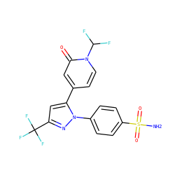 NS(=O)(=O)c1ccc(-n2nc(C(F)(F)F)cc2-c2ccn(C(F)F)c(=O)c2)cc1 ZINC000150560795