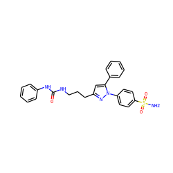 NS(=O)(=O)c1ccc(-n2nc(CCCNC(=O)Nc3ccccc3)cc2-c2ccccc2)cc1 ZINC000071316608
