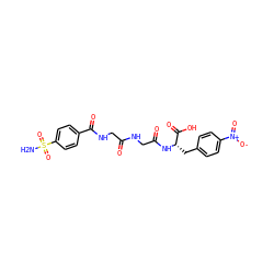 NS(=O)(=O)c1ccc(C(=O)NCC(=O)NCC(=O)N[C@@H](Cc2ccc([N+](=O)[O-])cc2)C(=O)O)cc1 ZINC000027638114
