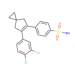 NS(=O)(=O)c1ccc(C2=C(c3ccc(Cl)c(Cl)c3)CC3(CC3)C2)cc1 ZINC000013745540