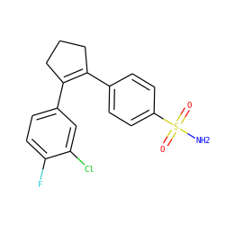NS(=O)(=O)c1ccc(C2=C(c3ccc(F)c(Cl)c3)CCC2)cc1 ZINC000000600722