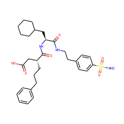 NS(=O)(=O)c1ccc(CCNC(=O)[C@H](CC2CCCCC2)NC(=O)[C@H](CCCc2ccccc2)CC(=O)O)cc1 ZINC000026395258
