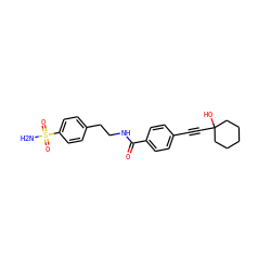 NS(=O)(=O)c1ccc(CCNC(=O)c2ccc(C#CC3(O)CCCCC3)cc2)cc1 ZINC000001221342