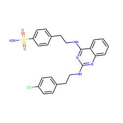 NS(=O)(=O)c1ccc(CCNc2nc(NCCc3ccc(Cl)cc3)nc3ccccc23)cc1 ZINC000071316003