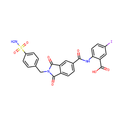 NS(=O)(=O)c1ccc(CN2C(=O)c3ccc(C(=O)Nc4ccc(I)cc4C(=O)O)cc3C2=O)cc1 ZINC001772650548