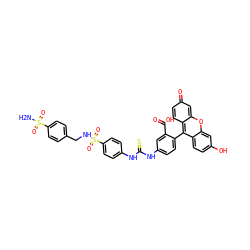 NS(=O)(=O)c1ccc(CNS(=O)(=O)c2ccc(NC(=S)Nc3ccc(-c4c5ccc(=O)cc-5oc5cc(O)ccc45)c(C(=O)O)c3)cc2)cc1 ZINC000095612330