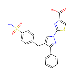 NS(=O)(=O)c1ccc(Cc2cn(-c3nc(C(=O)O)cs3)nc2-c2ccccc2)cc1 ZINC001772601012