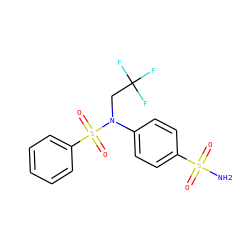 NS(=O)(=O)c1ccc(N(CC(F)(F)F)S(=O)(=O)c2ccccc2)cc1 ZINC000103248840