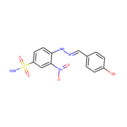 NS(=O)(=O)c1ccc(N/N=C/c2ccc(O)cc2)c([N+](=O)[O-])c1 ZINC000004934339