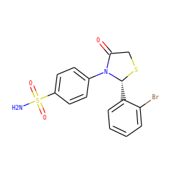 NS(=O)(=O)c1ccc(N2C(=O)CS[C@@H]2c2ccccc2Br)cc1 ZINC000096917037