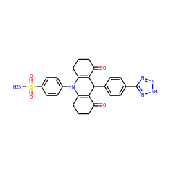 NS(=O)(=O)c1ccc(N2C3=C(C(=O)CCC3)C(c3ccc(-c4nn[nH]n4)cc3)C3=C2CCCC3=O)cc1 ZINC001772606195