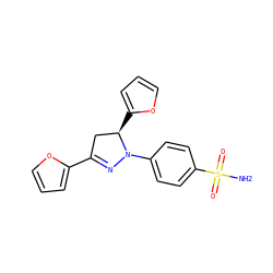 NS(=O)(=O)c1ccc(N2N=C(c3ccco3)C[C@H]2c2ccco2)cc1 ZINC000653810014