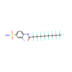 NS(=O)(=O)c1ccc(NC(=O)C(F)(F)C(F)(F)C(F)(F)C(F)(F)C(F)(F)C(F)(F)C(F)(F)C(F)(F)F)c(I)c1 ZINC000095611399