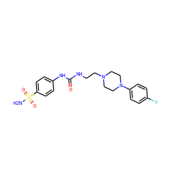 NS(=O)(=O)c1ccc(NC(=O)NCCN2CCN(c3ccc(F)cc3)CC2)cc1 ZINC000503236675