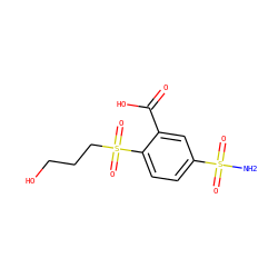NS(=O)(=O)c1ccc(S(=O)(=O)CCCO)c(C(=O)O)c1 ZINC000013825325