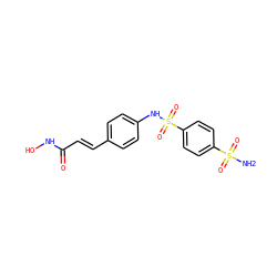 NS(=O)(=O)c1ccc(S(=O)(=O)Nc2ccc(/C=C/C(=O)NO)cc2)cc1 ZINC000100853239