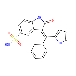 NS(=O)(=O)c1ccc2c(c1)/C(=C(\c1ccccc1)c1ccc[nH]1)C(=O)N2 ZINC000014962864