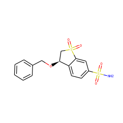 NS(=O)(=O)c1ccc2c(c1)S(=O)(=O)C[C@@H]2OCc1ccccc1 ZINC000028526282