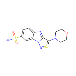 NS(=O)(=O)c1ccc2nc3n(c2c1)N=S=C3N1CCOCC1 ZINC000072176758